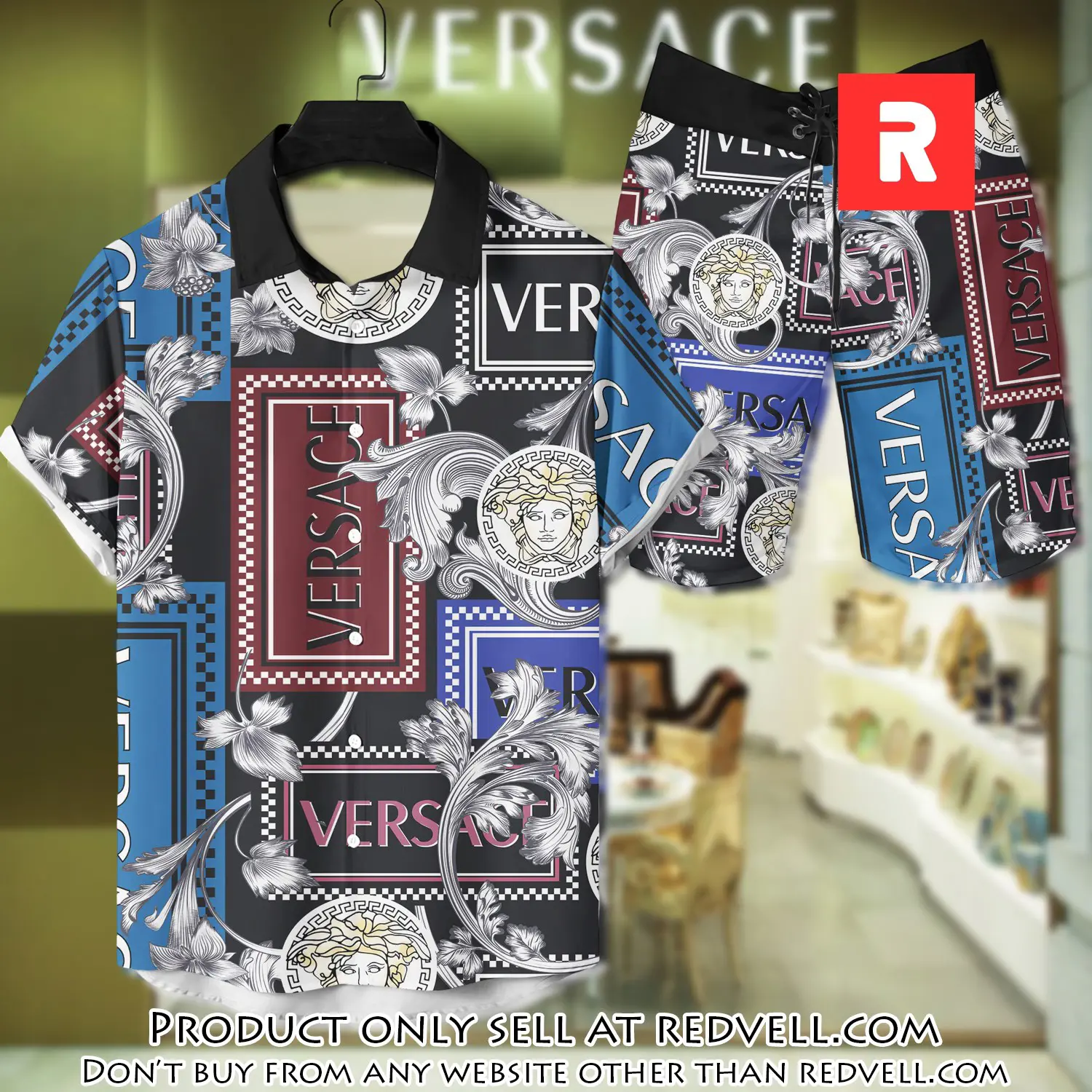 Versace luxury hawaiian shirt & short set lhs1215 rv4055695